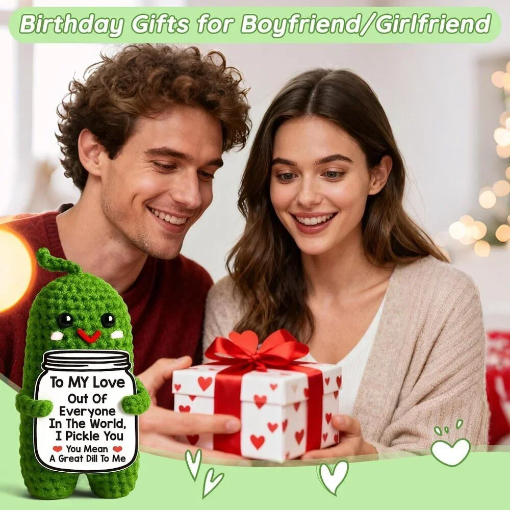 Handmade Crochet Pickle Gifts for Him Her Boyfriend Girlfriend Cute Décor Green
